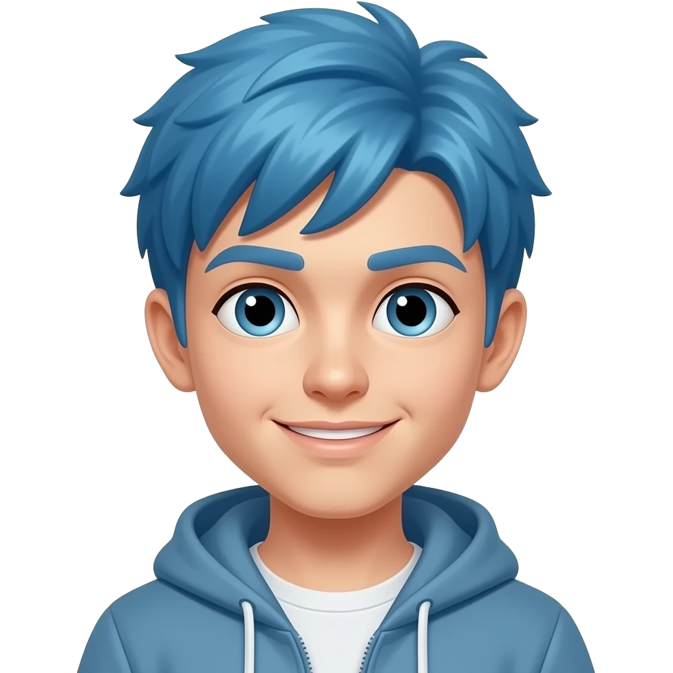 Joven con pelo azul emoji