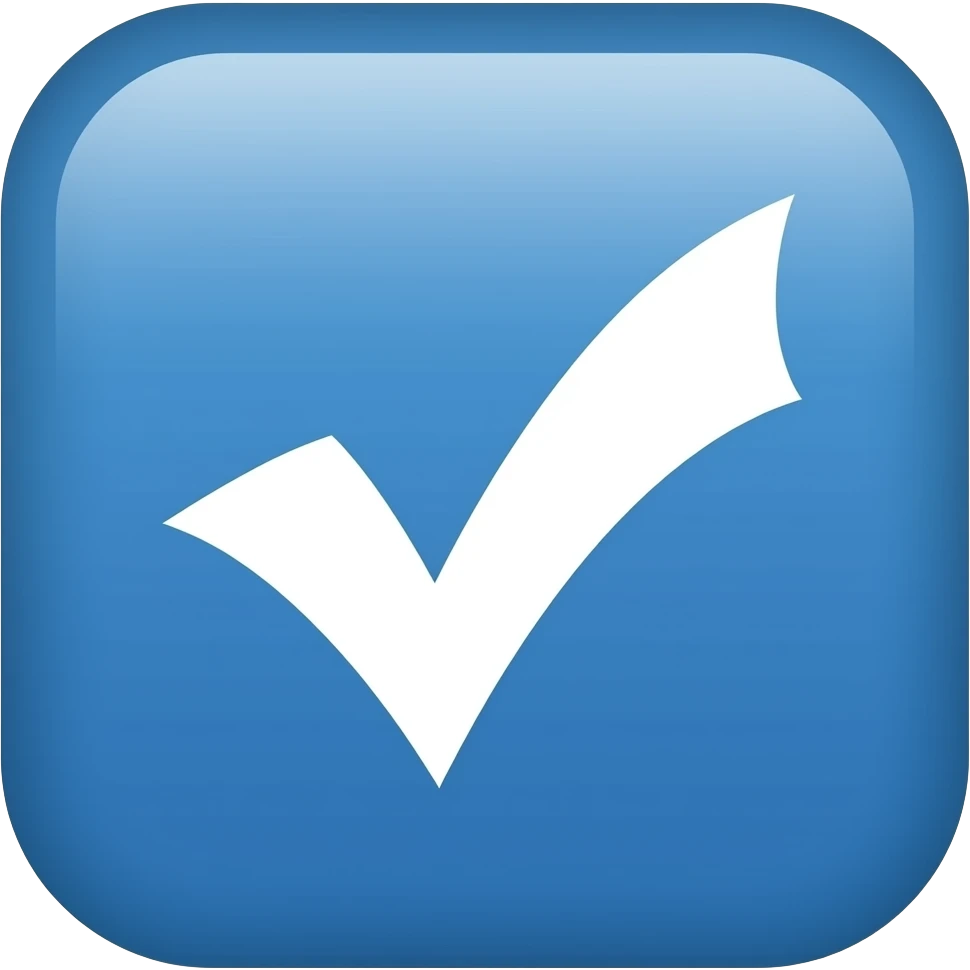 A white tick in a blue box emoji