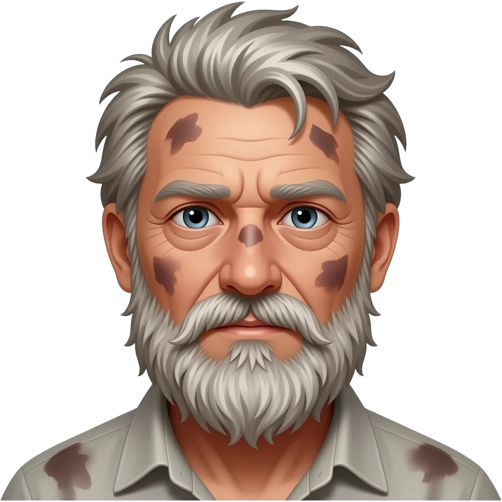 guy with dirty scruffy hair and looking dirty and messy and old with messy beard emoji