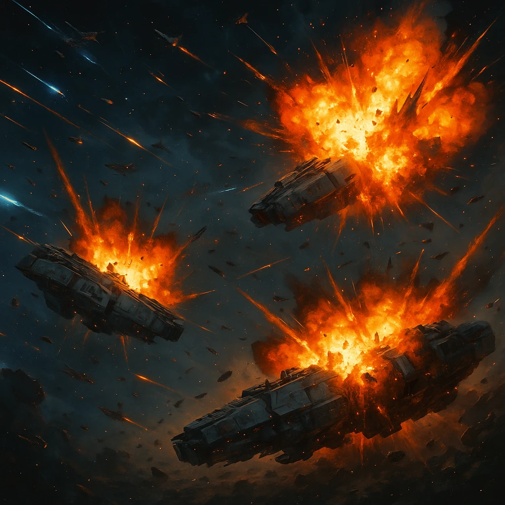 explostions of ships in a space battle emoji