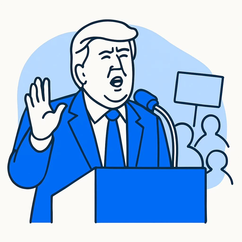 Donald Trump speaking at a rally emoji