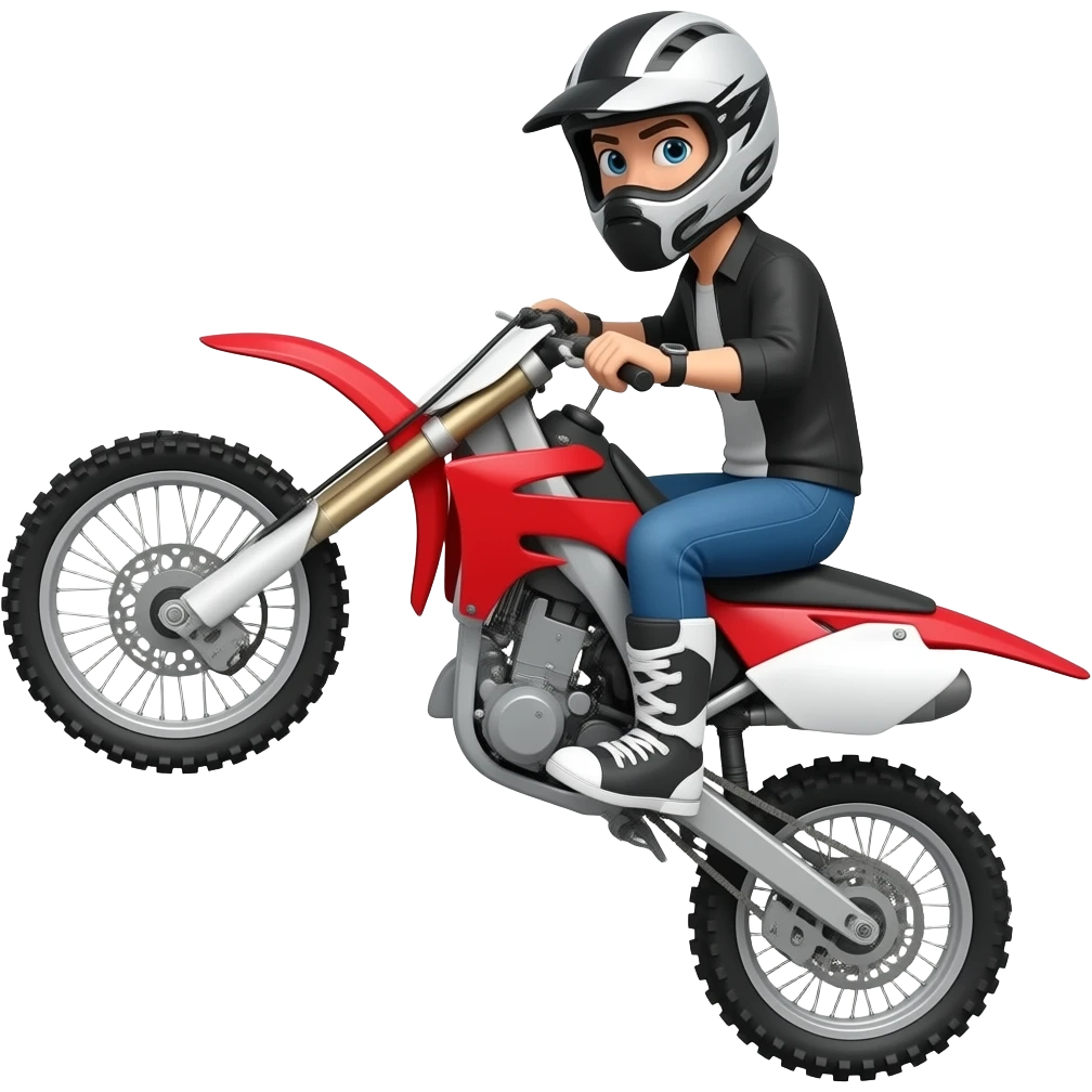 Doing a wheelie on a red dirtbike emoji