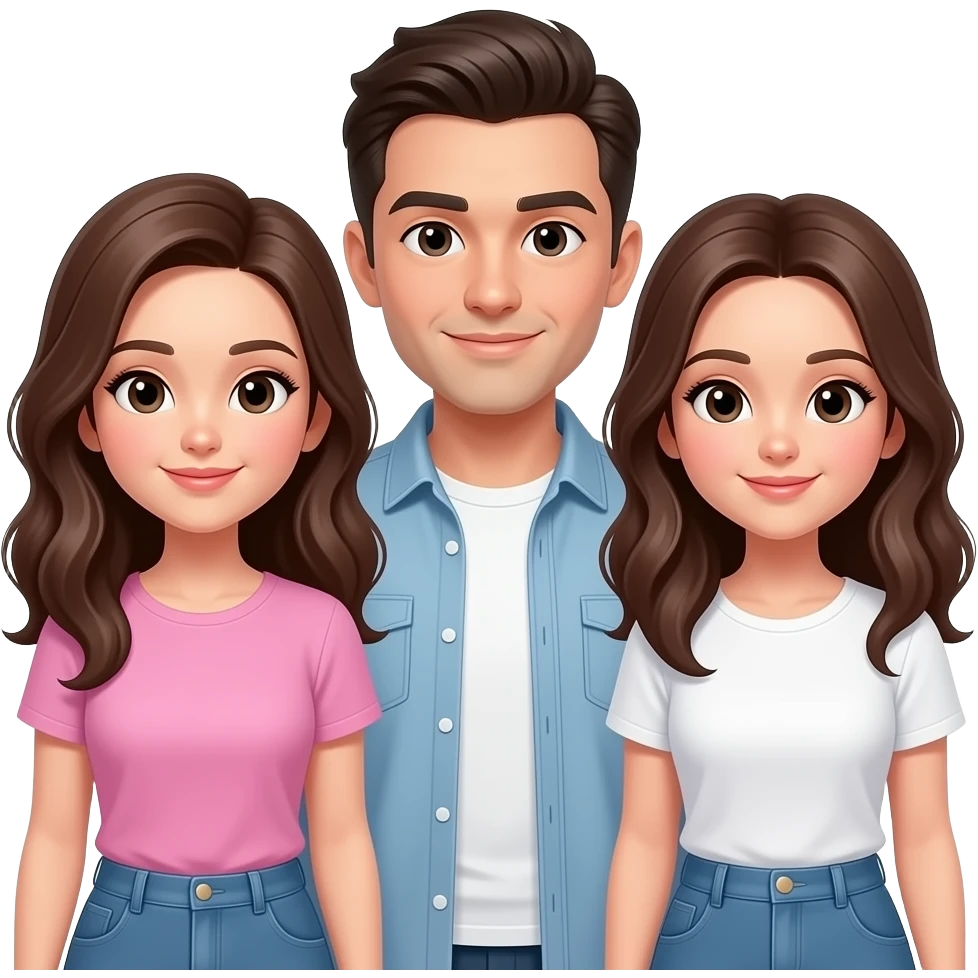 Three people in which there is me(female) and my bestie(female) and her boyfriend (male) together cutely he is my bro type emoji