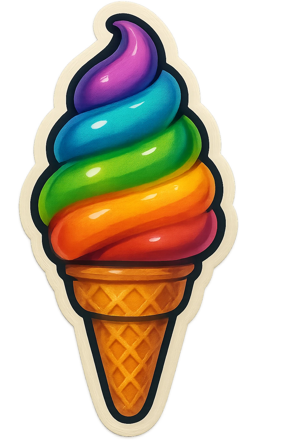 a rainbow-colored ice cream cone emoji