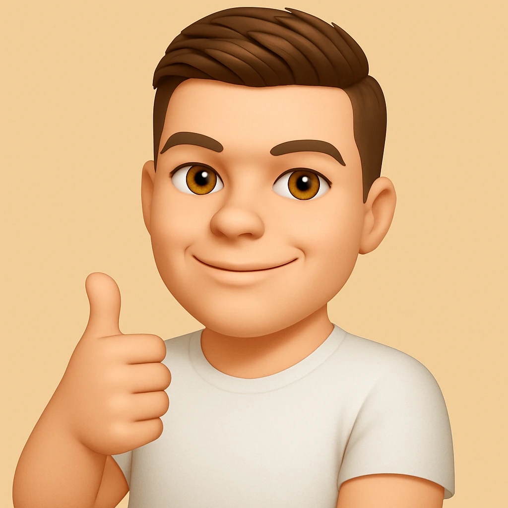 Based on these photos, make an emoji with facial features preserved, man in white t-shirt, proud emoji