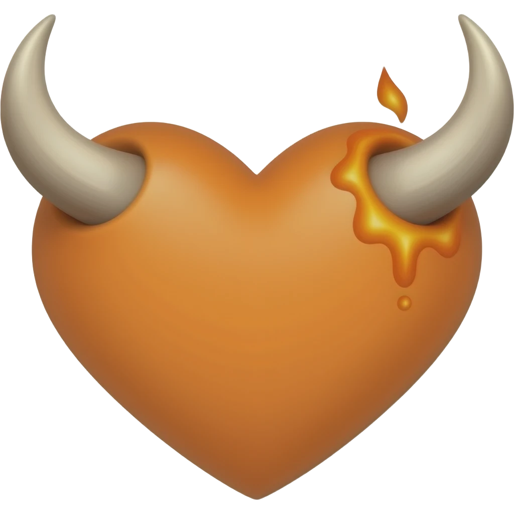 Burnt orange heart with longhorns coming out of the top emoji