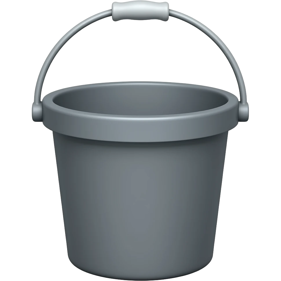 a kinda darkish grey bucket with light grey handle arch that is down and can barely be seen emoji