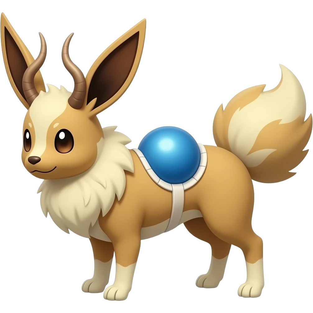 Trico-Silvally-Buneary-Jackalope-Eevee-fusion-hybrid-animal-creature with long ears emoji