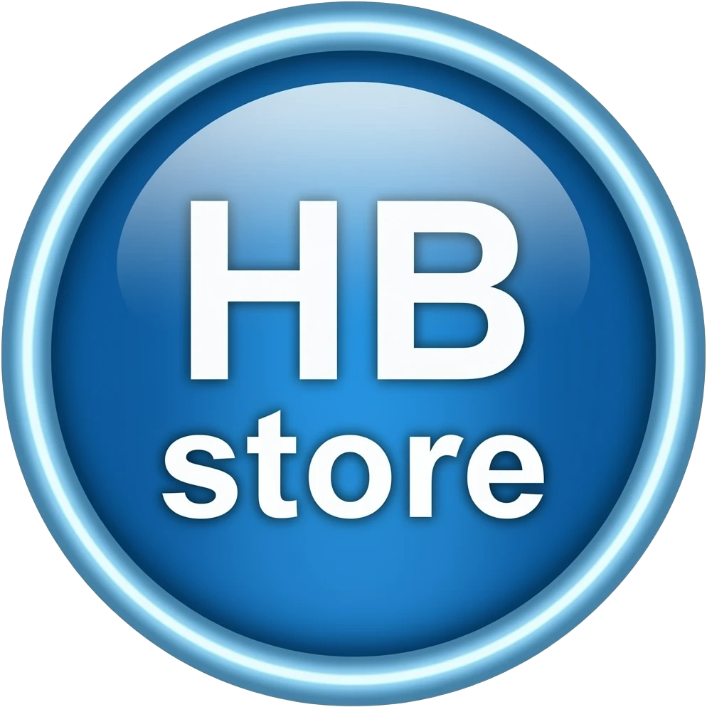 creer moi une icone ronde couleur bleu ciel ecrit HB store au milieu effet ps5 emoji