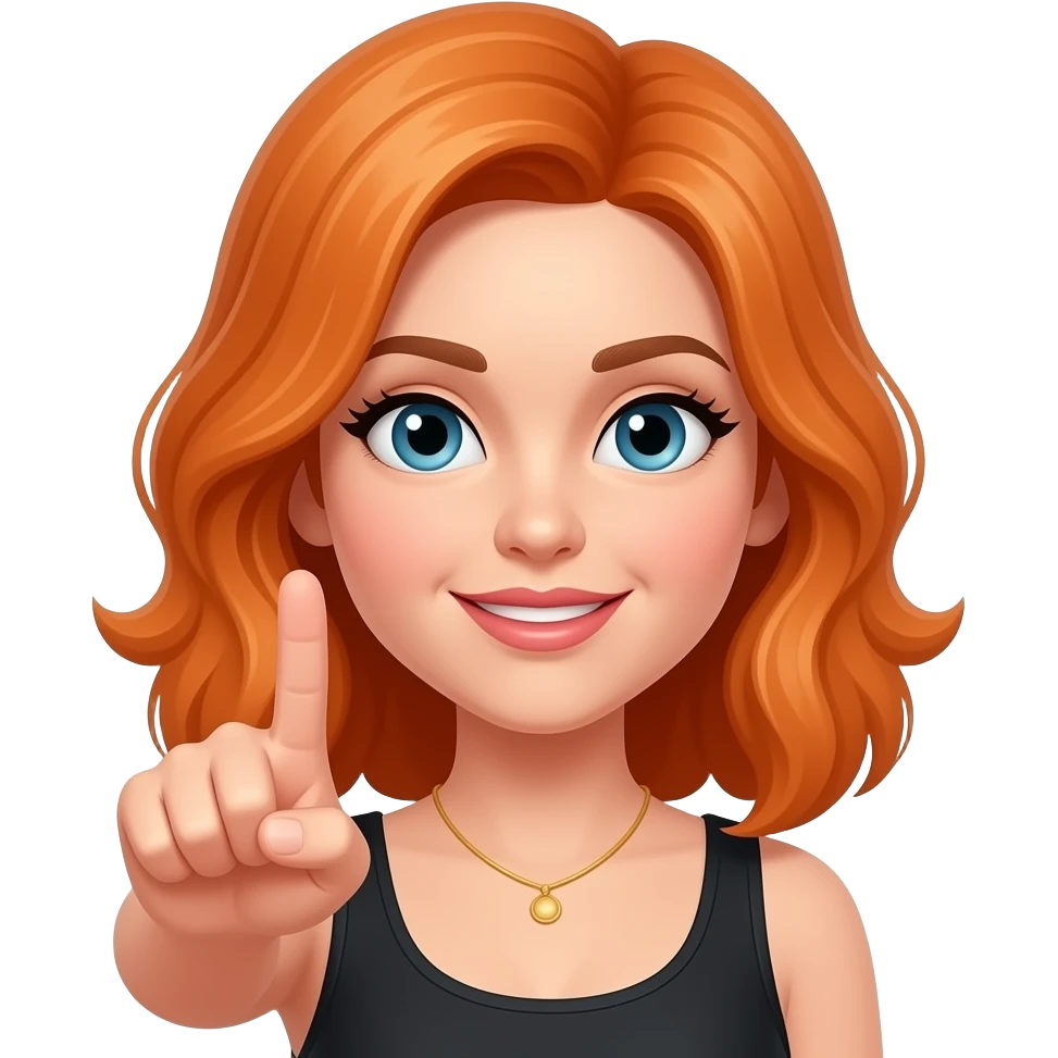 Woman with orange hair flipping off emoji