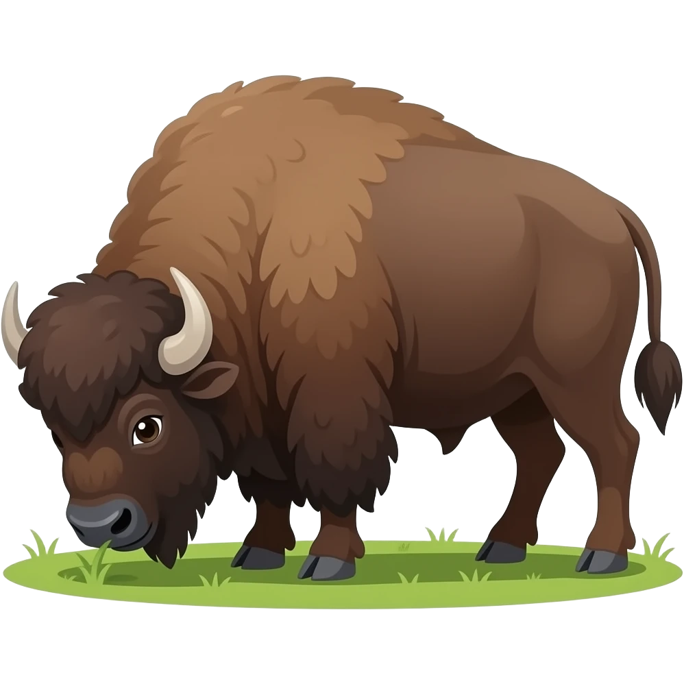 2d cartoon bison grazing emoji