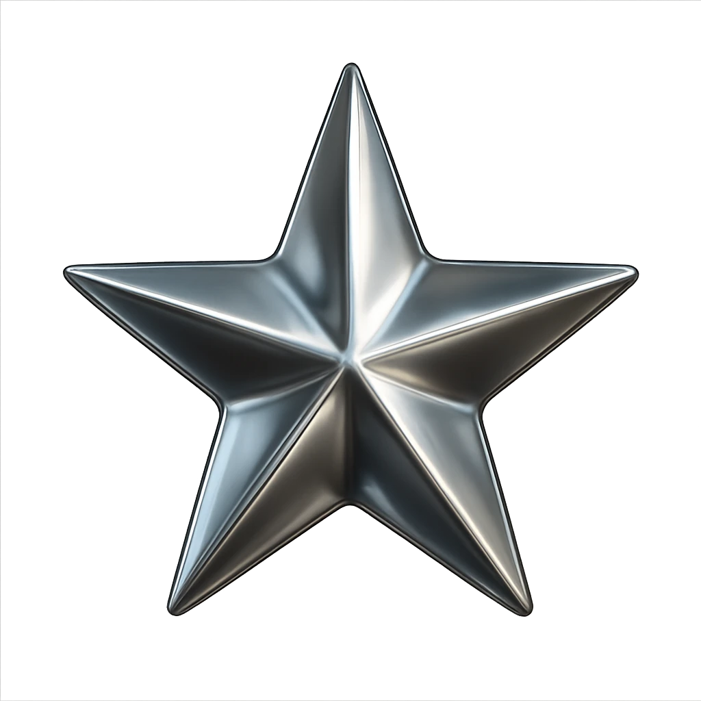 star with a metallic silver finish emoji