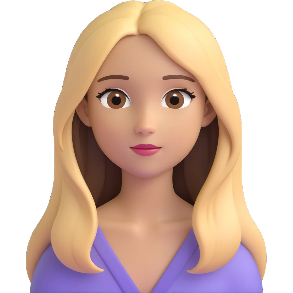 Girl with long hair and blonde highlights and dark brown eyes emoji