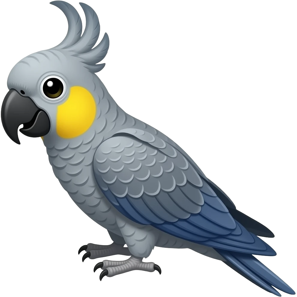 Una cacatúa Ninfa con sus mejillas amarillas y su cresta de color gris emoji