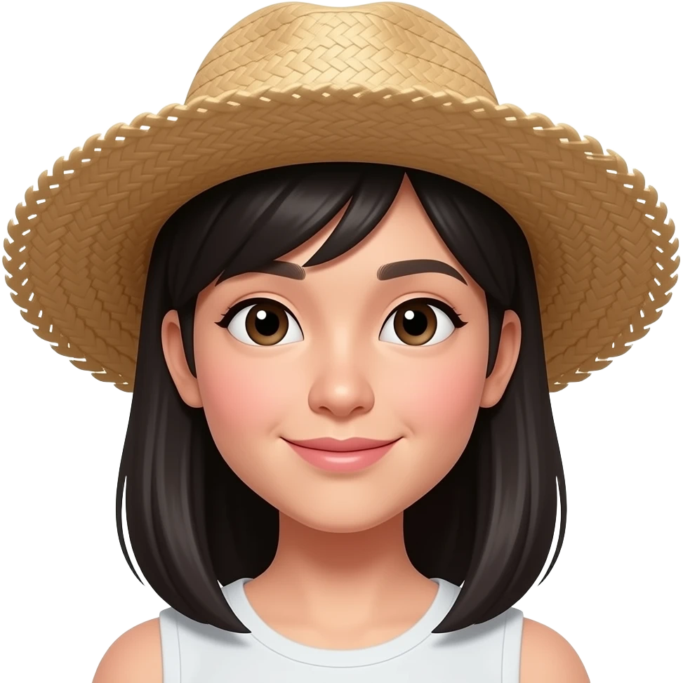 Asian with straw hat emoji