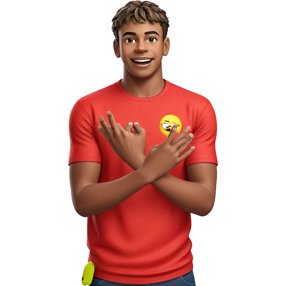 happy boy in red shirt emoji