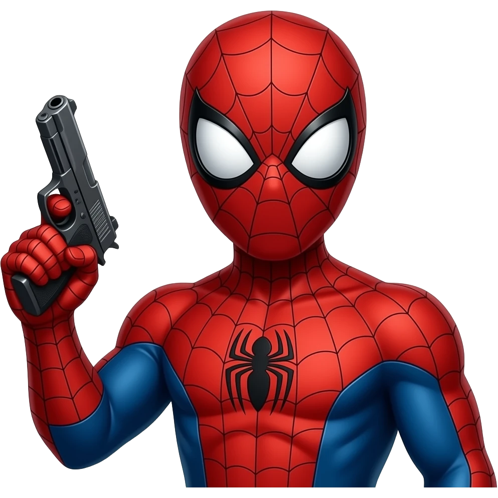 Spiderman with a gun emoji