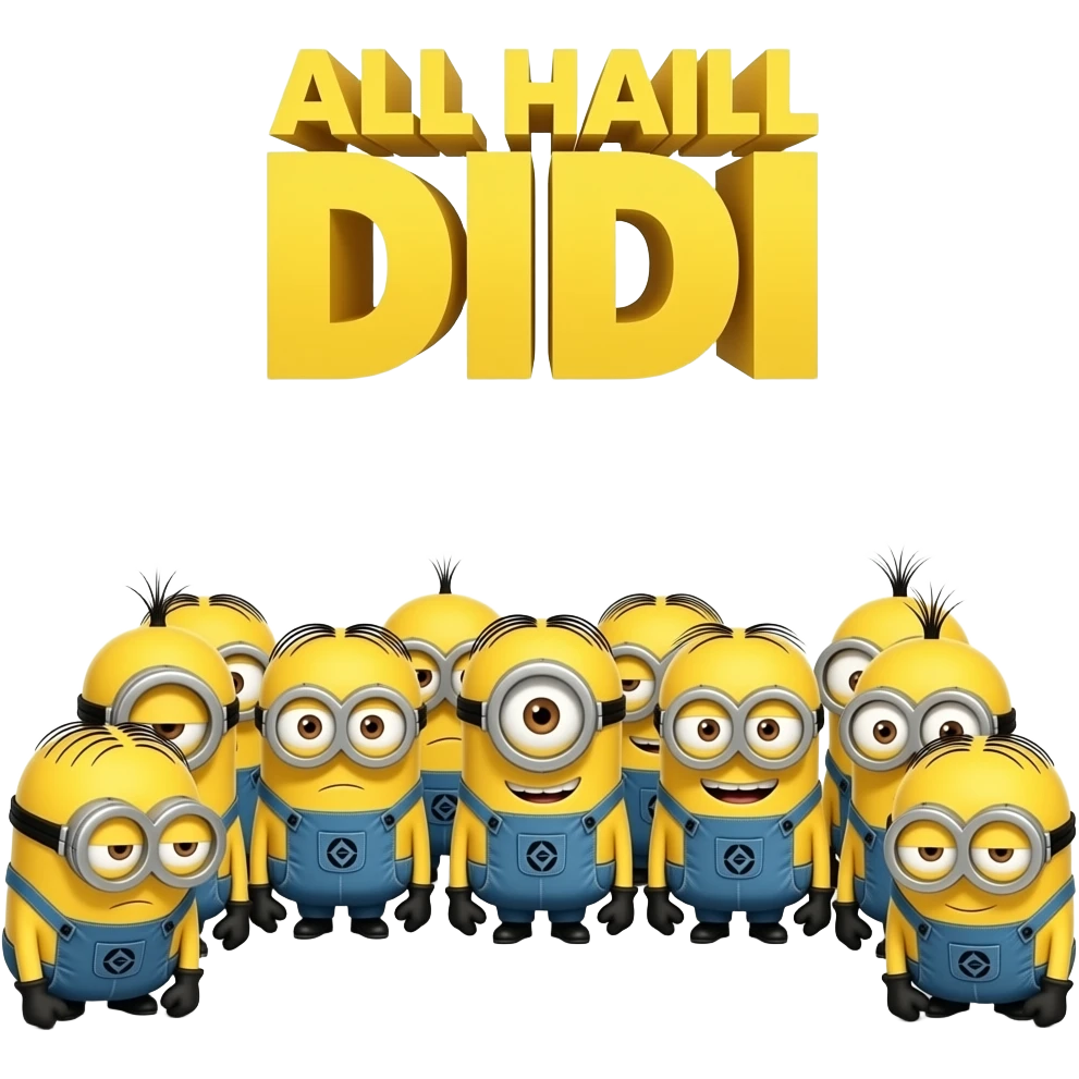 CROWD OF minions BOWING ON THIER KNEES with the text ALL HAIL DiDI emoji