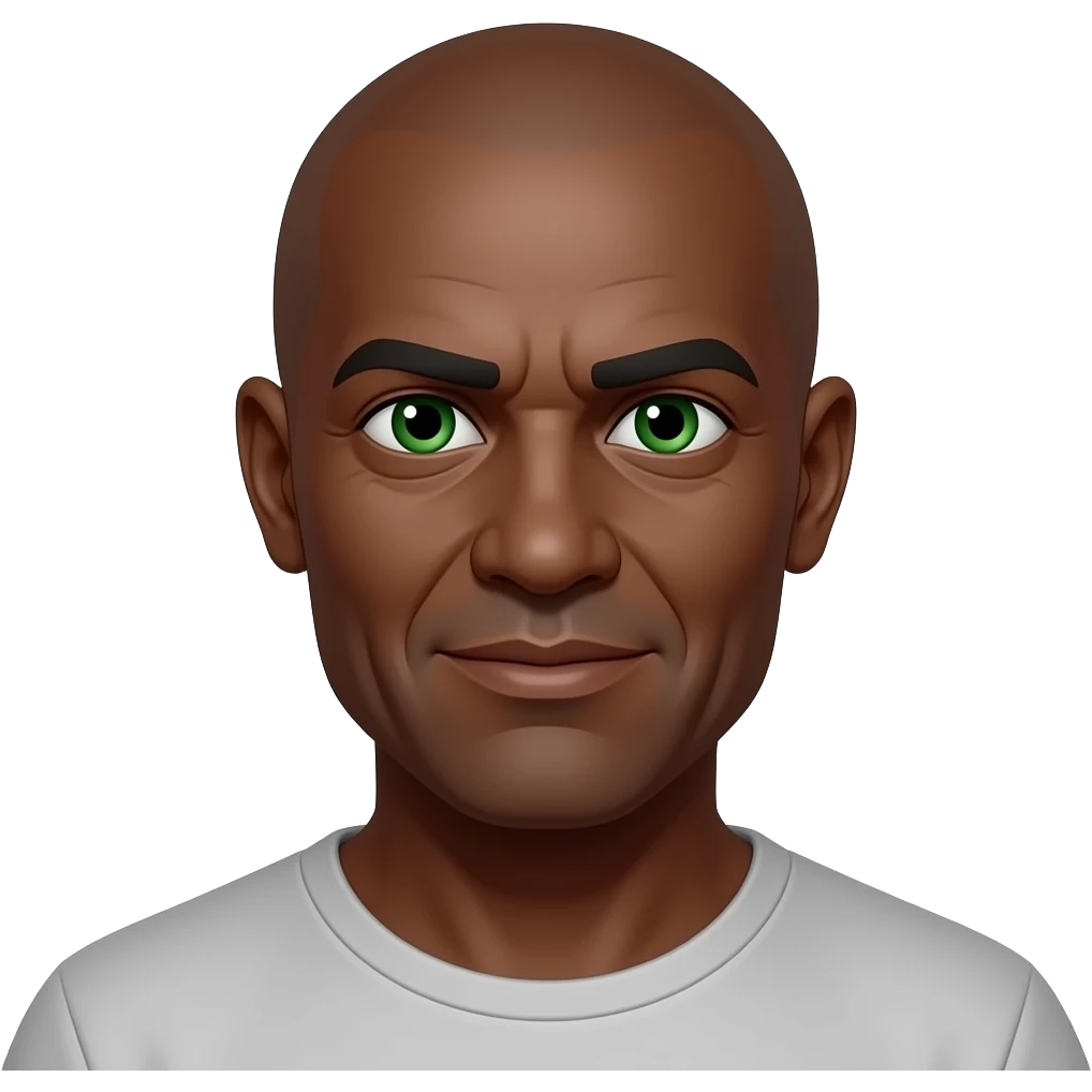 Older,bald,go t,green eyes, dark skinned emoji