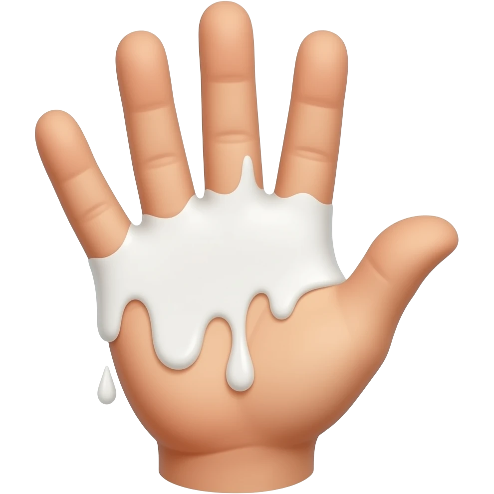 milk dripping directly off palm of hand with 5 fingers emoji