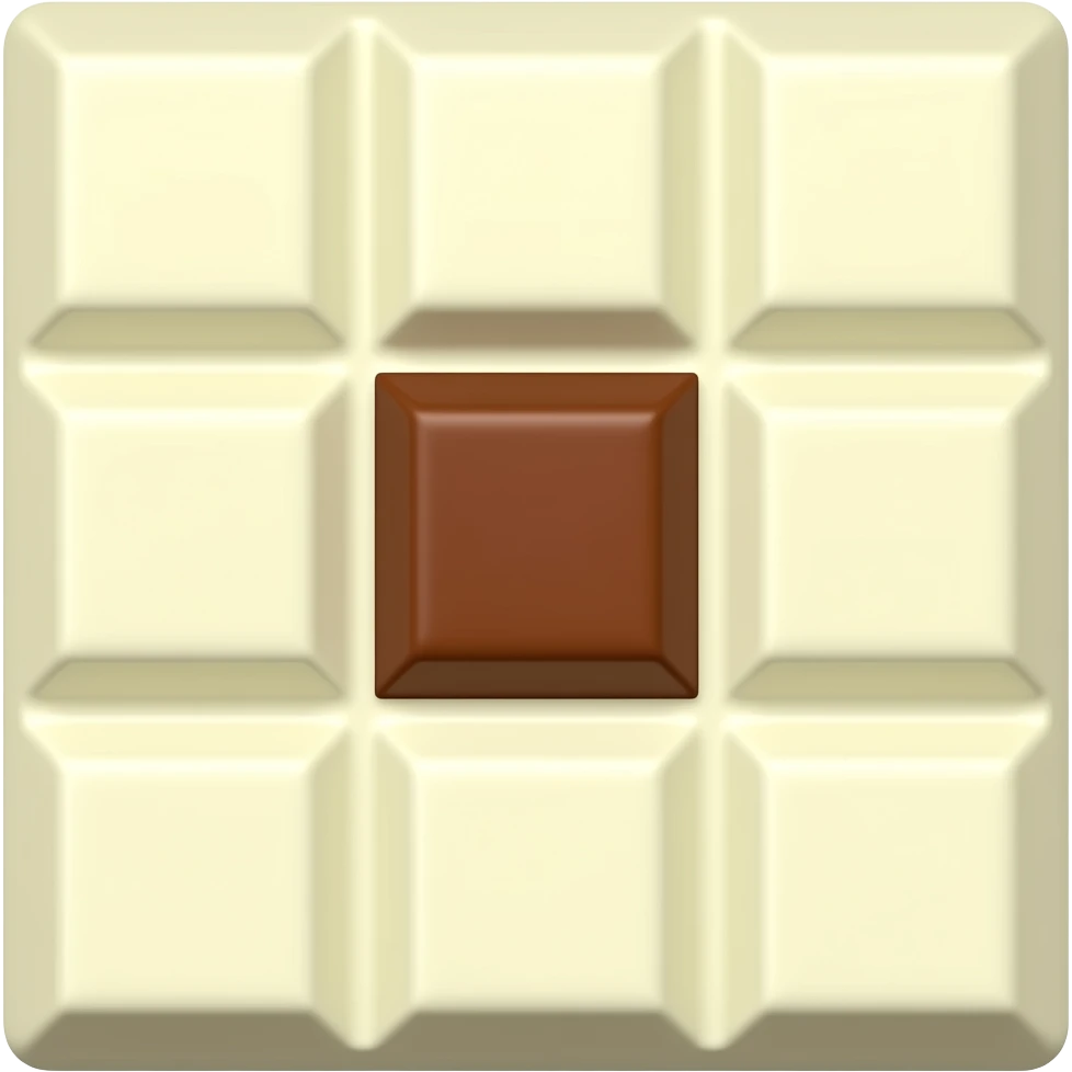 Emoji tablette chocolat rectangulaire blanc avec seulement le carré du centre marron emoji