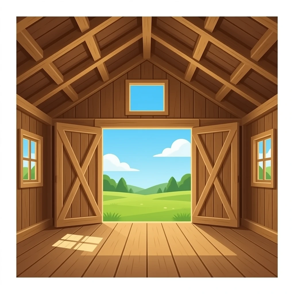 Cartoon inside a barn background emoji