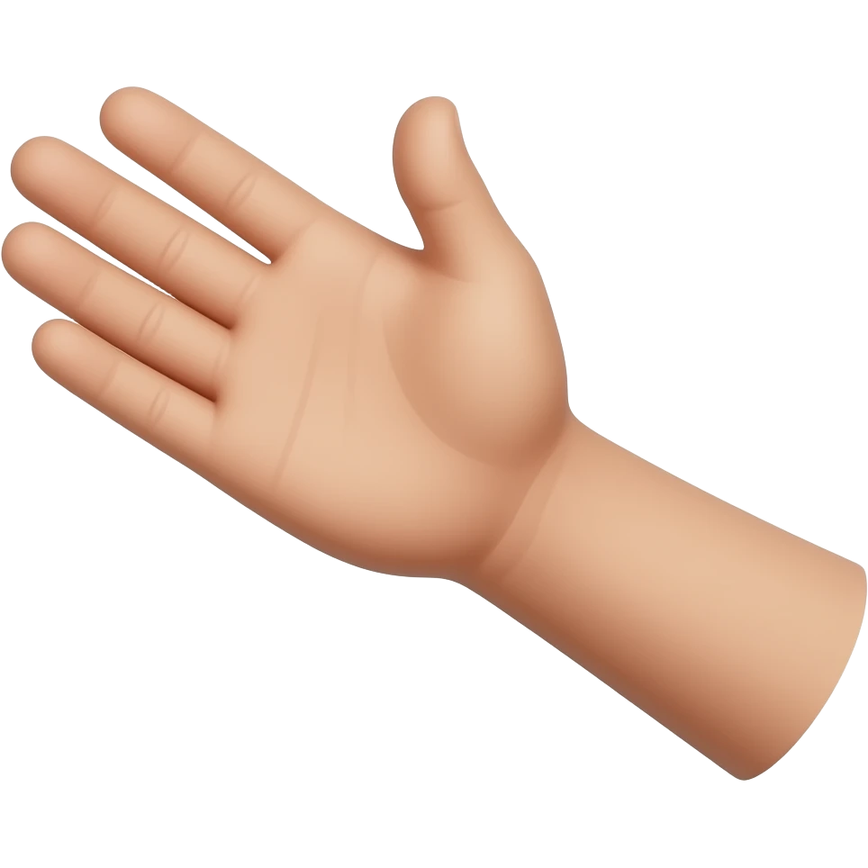 can i have this flipped and without the torch, just the HAND, the palm side, a receiving gesture, with long arm, no shirt emoji