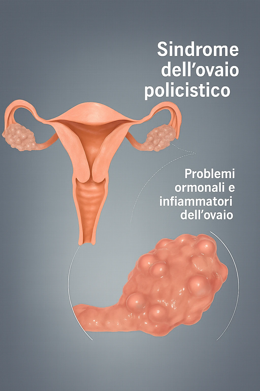 pcos con problema ormonale e infiammatorio SU DONNA in 3d in italiano emoji