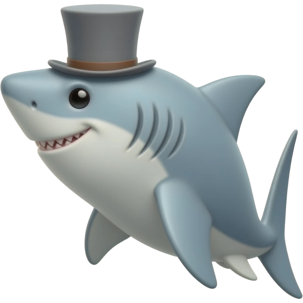 Shark with a top hat emoji