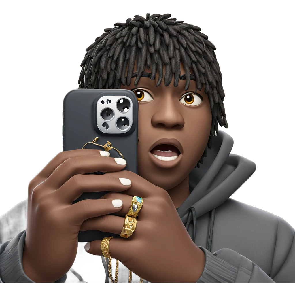 boy holding jewelry and phone emoji