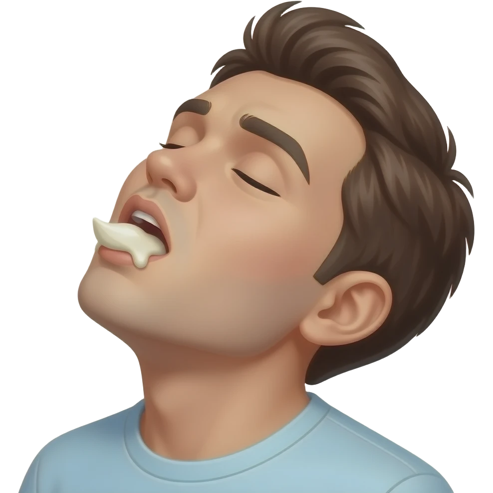 Sucking  cream in mouth  eyes roll back emoji