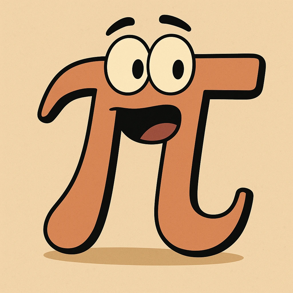 mathematical symbol pi (π), flat toon style, simple and bold emoji