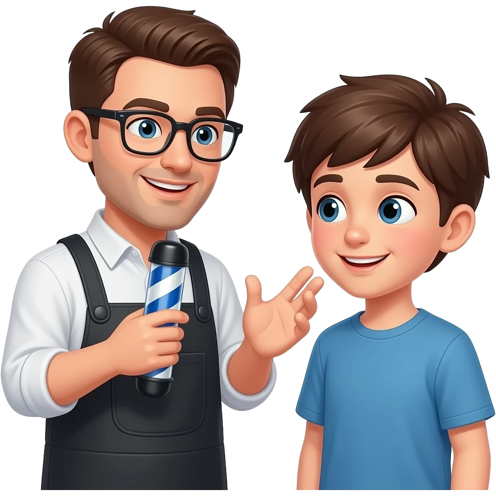 barber talking to teenager emoji