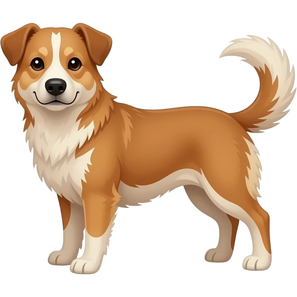 Red Australian cattle dog with one ear down emoji
