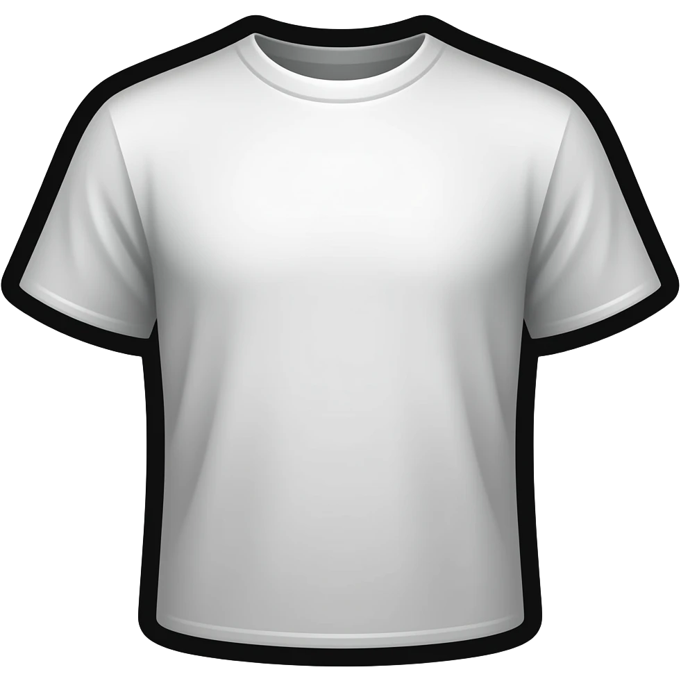 t-shirt emoji, thick black outline, simple cartoon, sticker emoji