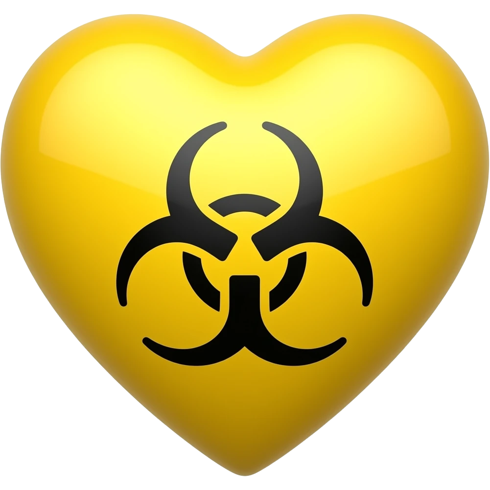 Hazard symbol on yellow heart emoji