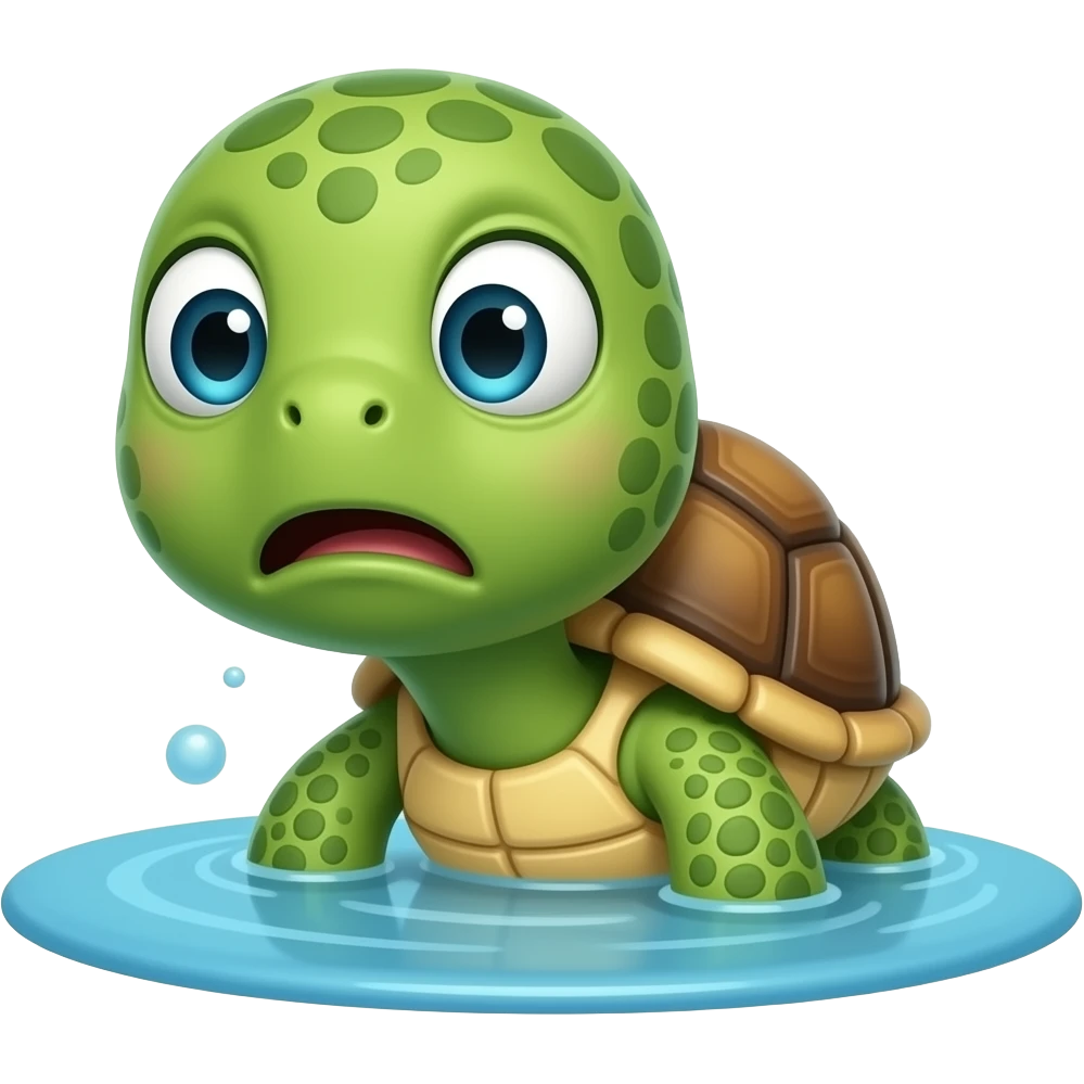 A turtle afraid to go in the water emoji