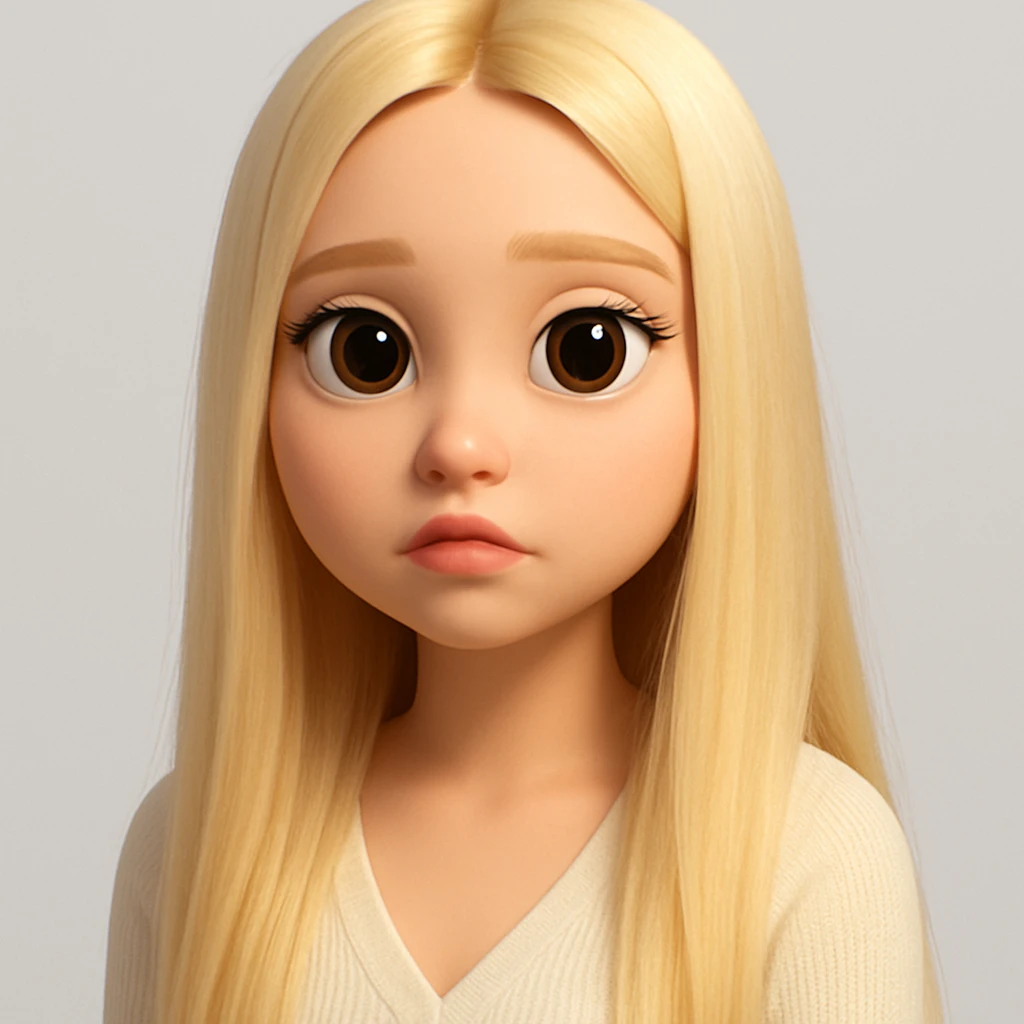 Create a realistic 3D emoji based on the reference image with relatively large eyes, preserving details and avoiding unnecessary skin defects. The style should resemble a detailed 3D emoji look as closely as possible. emoji