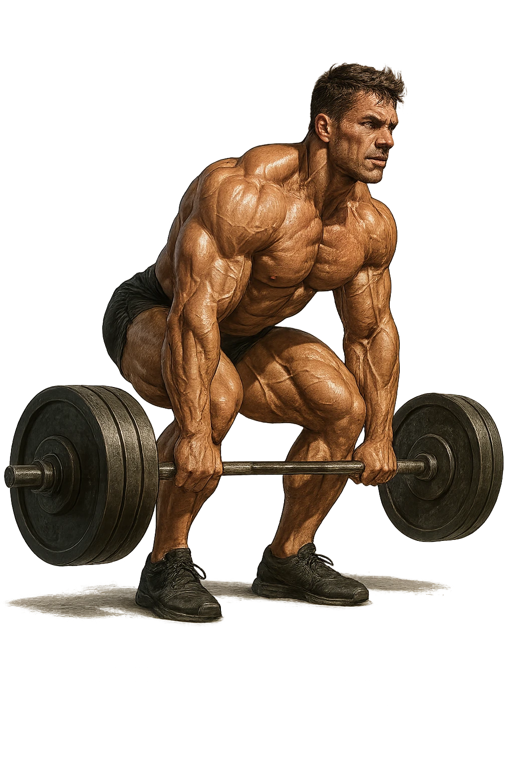bodybuilder che fa stacco con bilanciere emoji