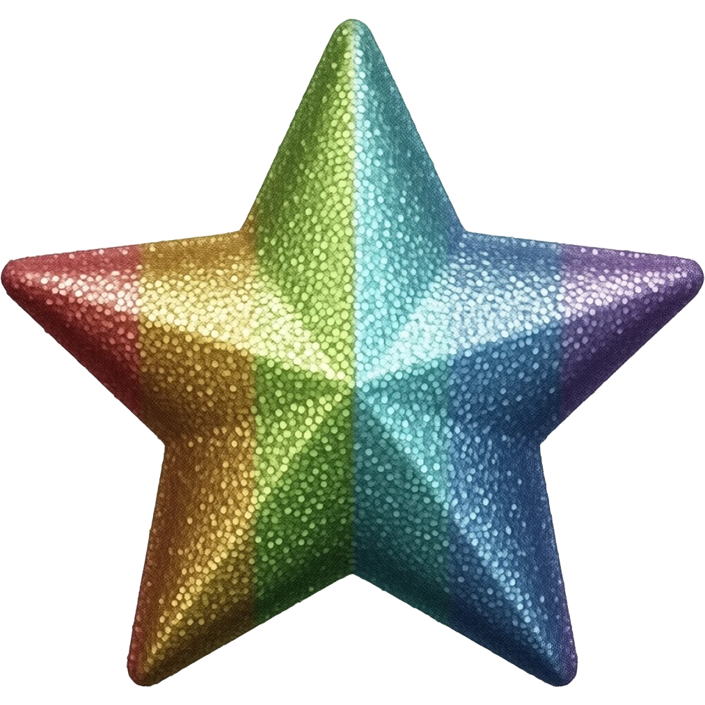 A colourful glitter star emoji