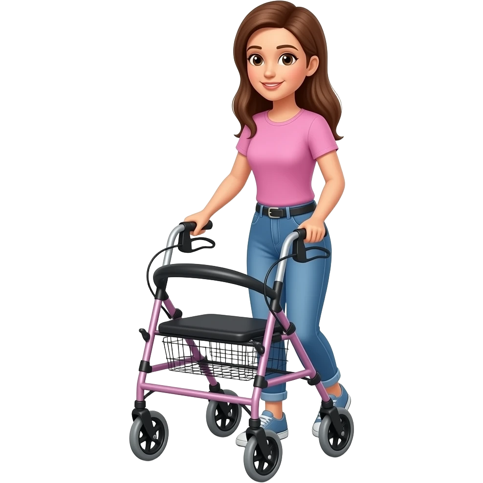 young woman using a rollator emoji