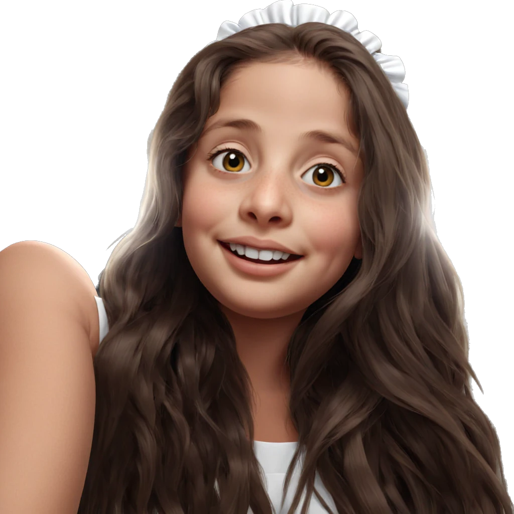 smiling maid with long hair emoji