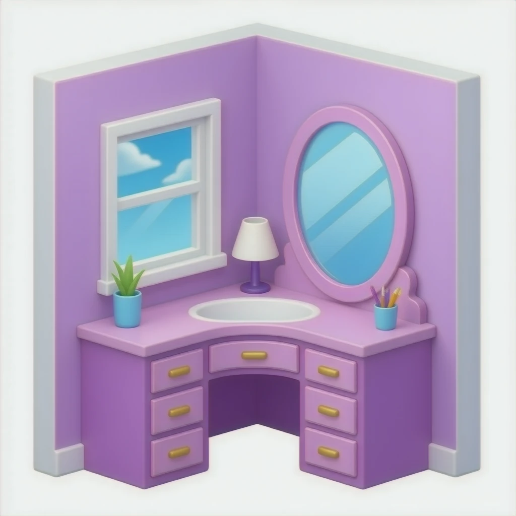 purple vanity corner inspired by barbie colour pallete emoji