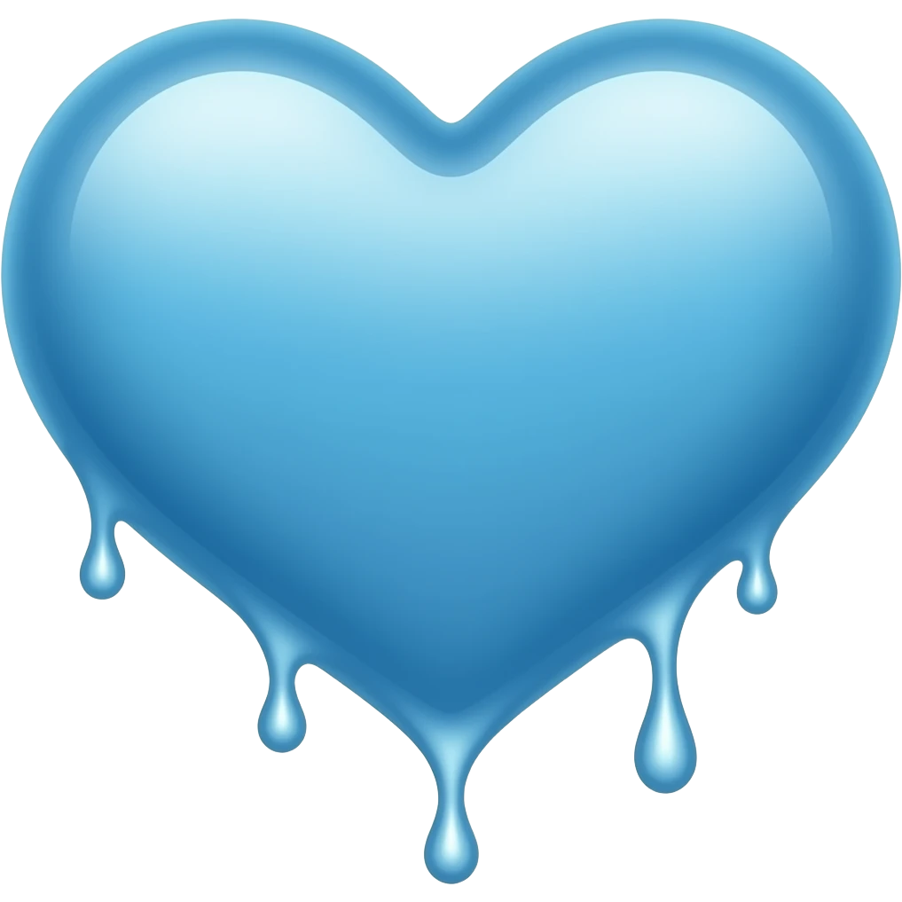 cyan #00C9FF  heart with white liquid dripping down emoji