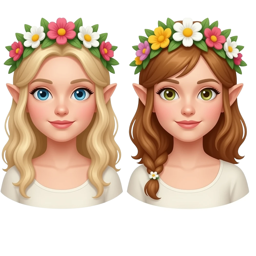Female Elves with Flower Crowns emoji