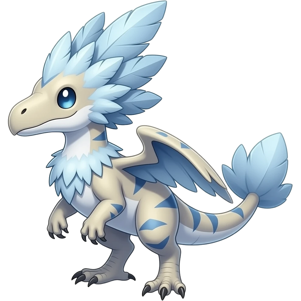 Shiny Futuristic Celestial Magical Ethereal Fakemon-HeadFeathers-Pokemon-Digimon-Spectrobes-Raptor-fusion, full body emoji