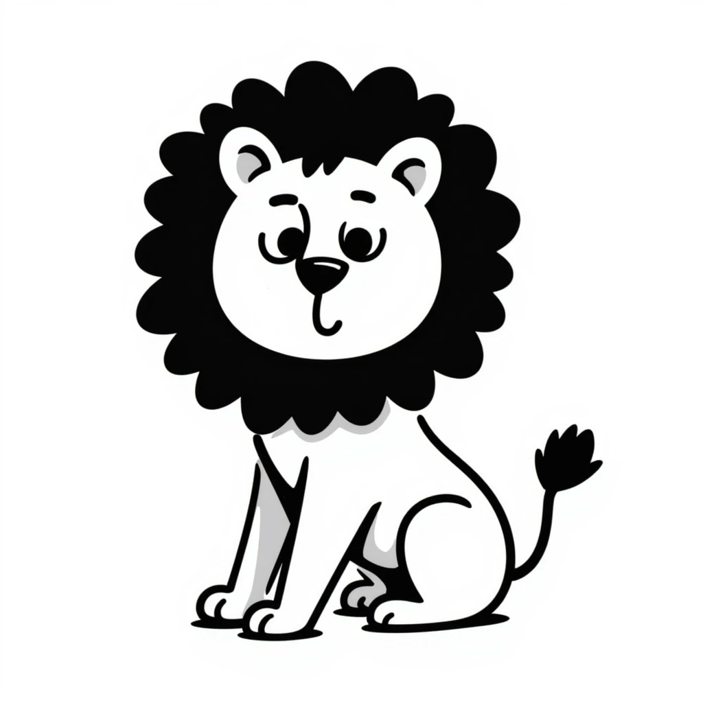 whimsical black doodle of a lion, loose sketchy lines, minimal detail, Notion style emoji
