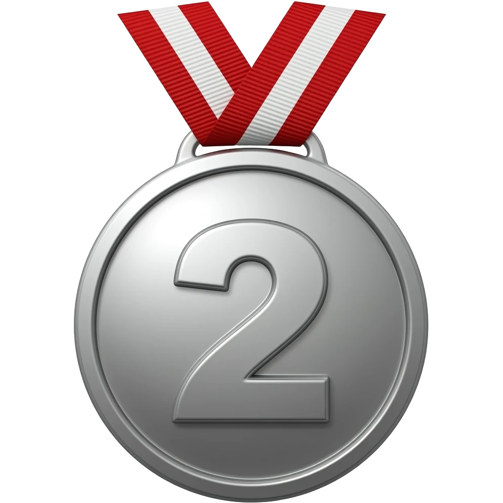 silver medal with the number 2 emoji