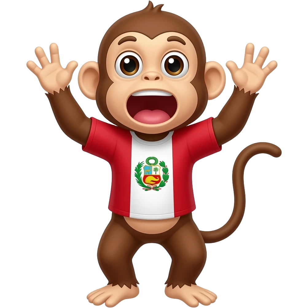 Simio gritando con bandera de Perú emoji