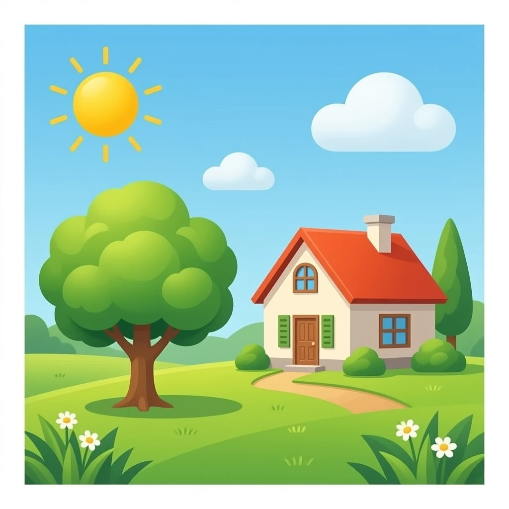 Pear tree and house emoji